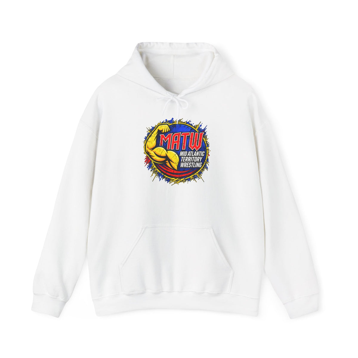 MATW Distressed Logo Hoodie — Vintage Muscle Fitness Graphic Sweatshirt