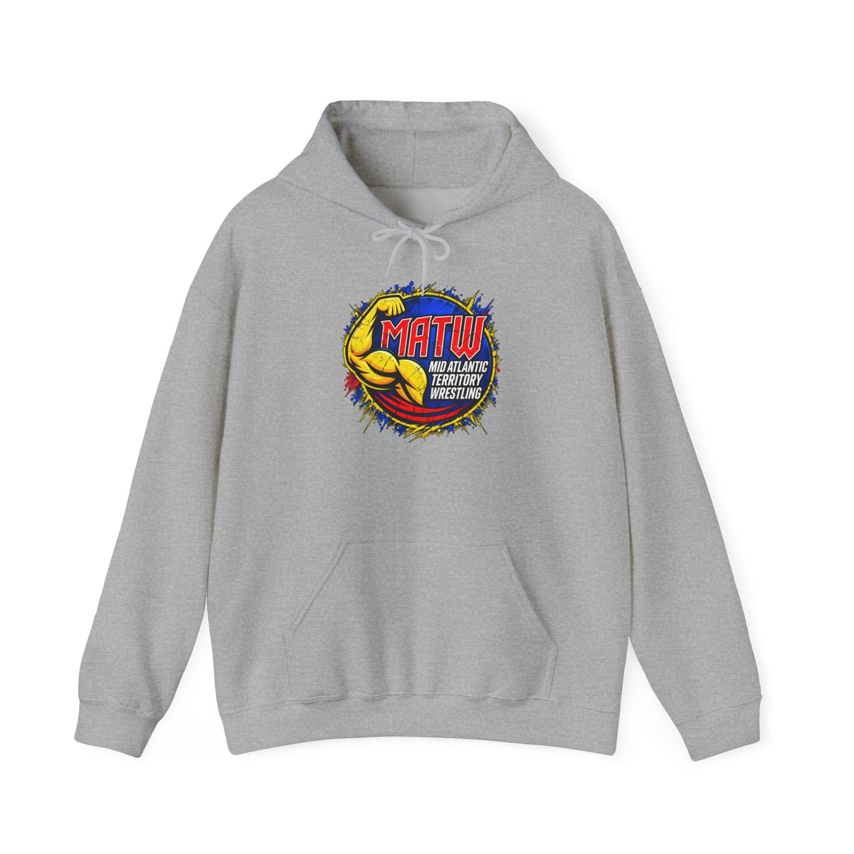 MATW Distressed Logo Hoodie — Vintage Muscle Fitness Graphic Sweatshirt