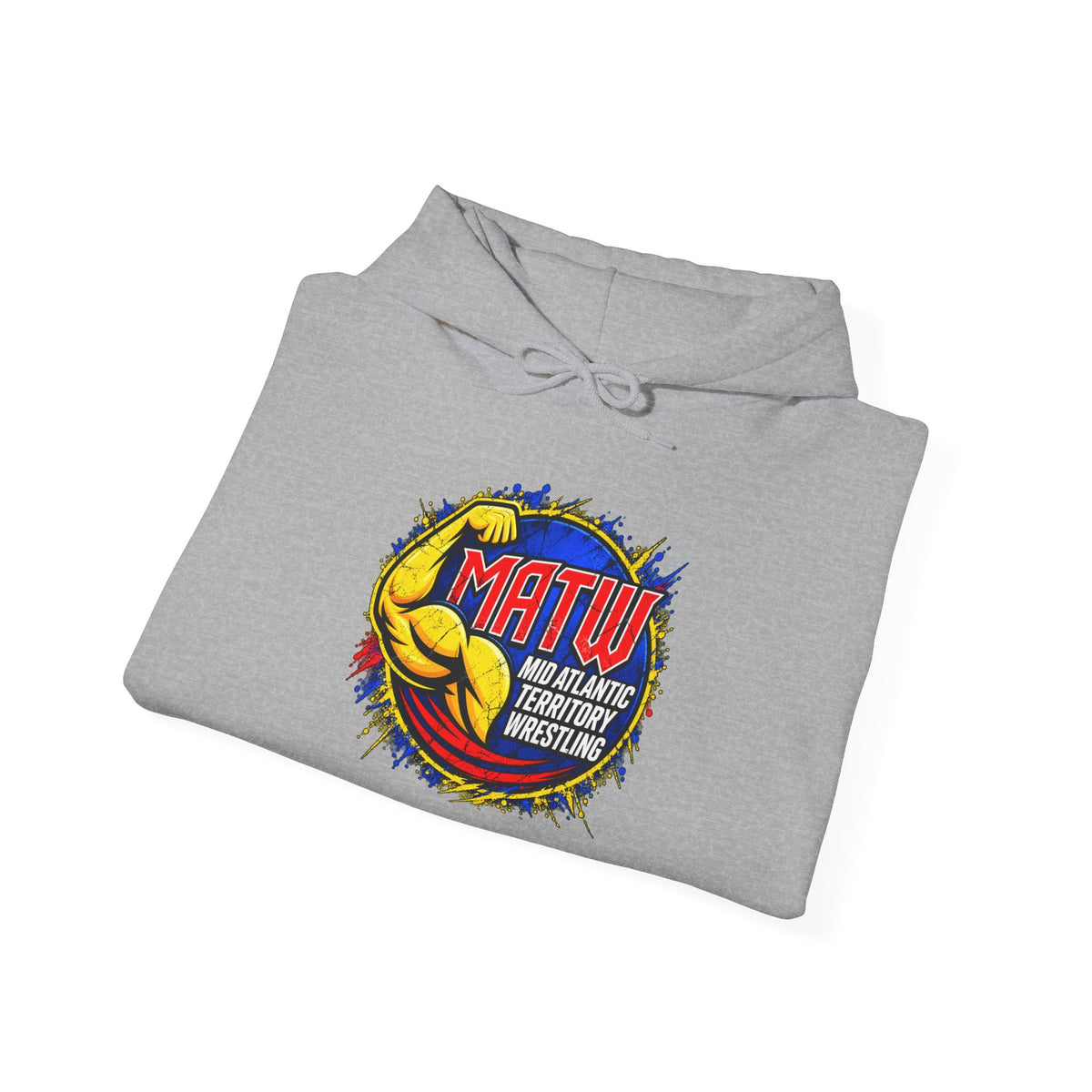 MATW Distressed Logo Hoodie — Vintage Muscle Fitness Graphic Sweatshirt