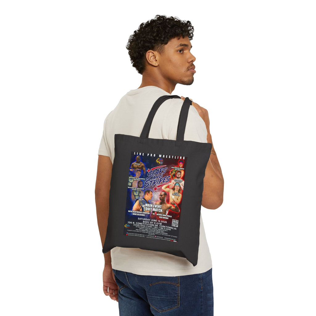 Vintage Boxing Event Poster Canvas Tote Bag — Retro Fight Night Gym Tote