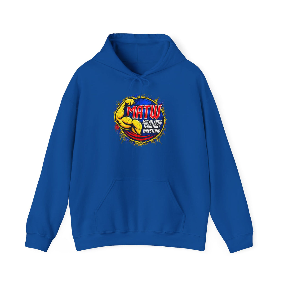 MATW Distressed Logo Hoodie — Vintage Muscle Fitness Graphic Sweatshirt