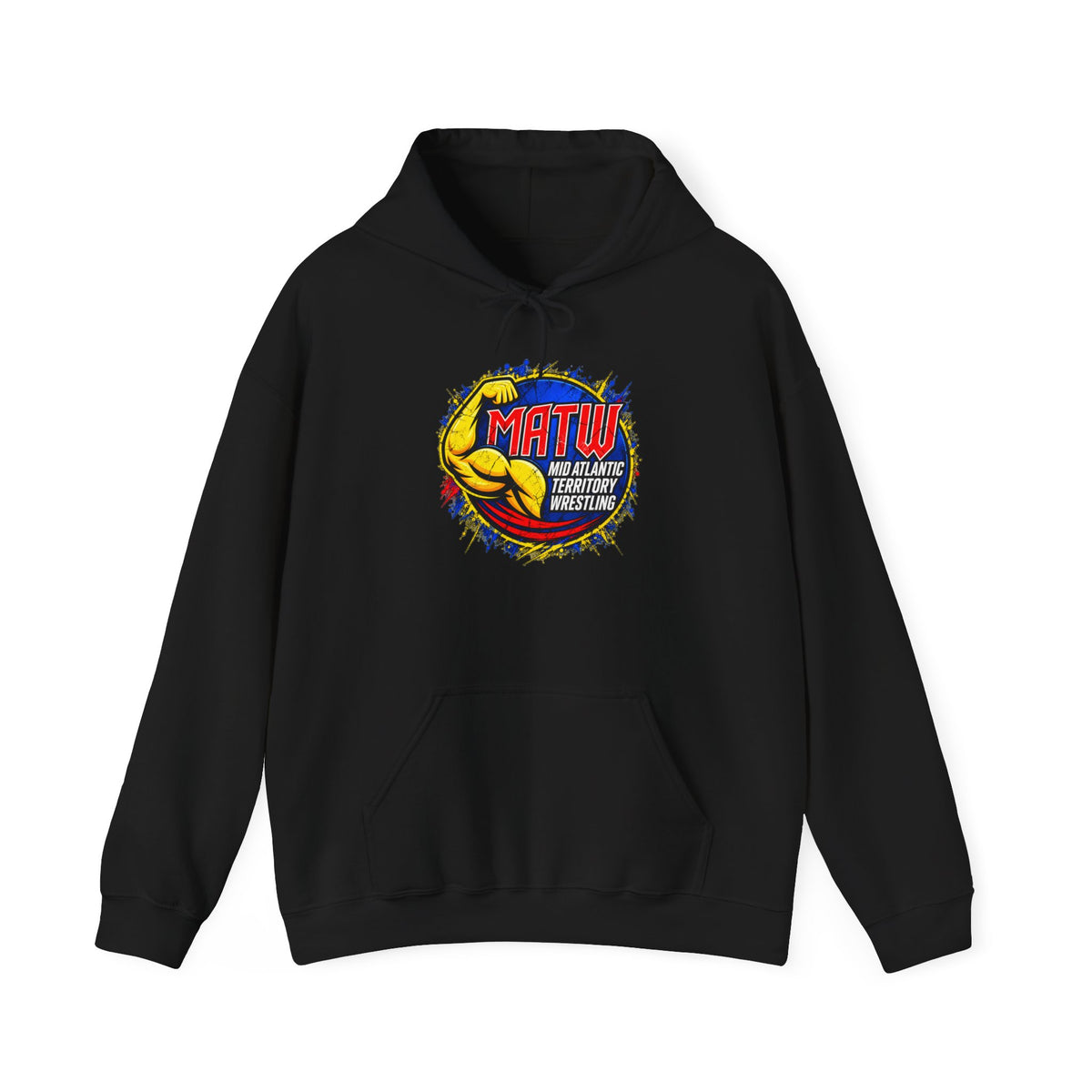 MATW Distressed Logo Hoodie — Vintage Muscle Fitness Graphic Sweatshirt