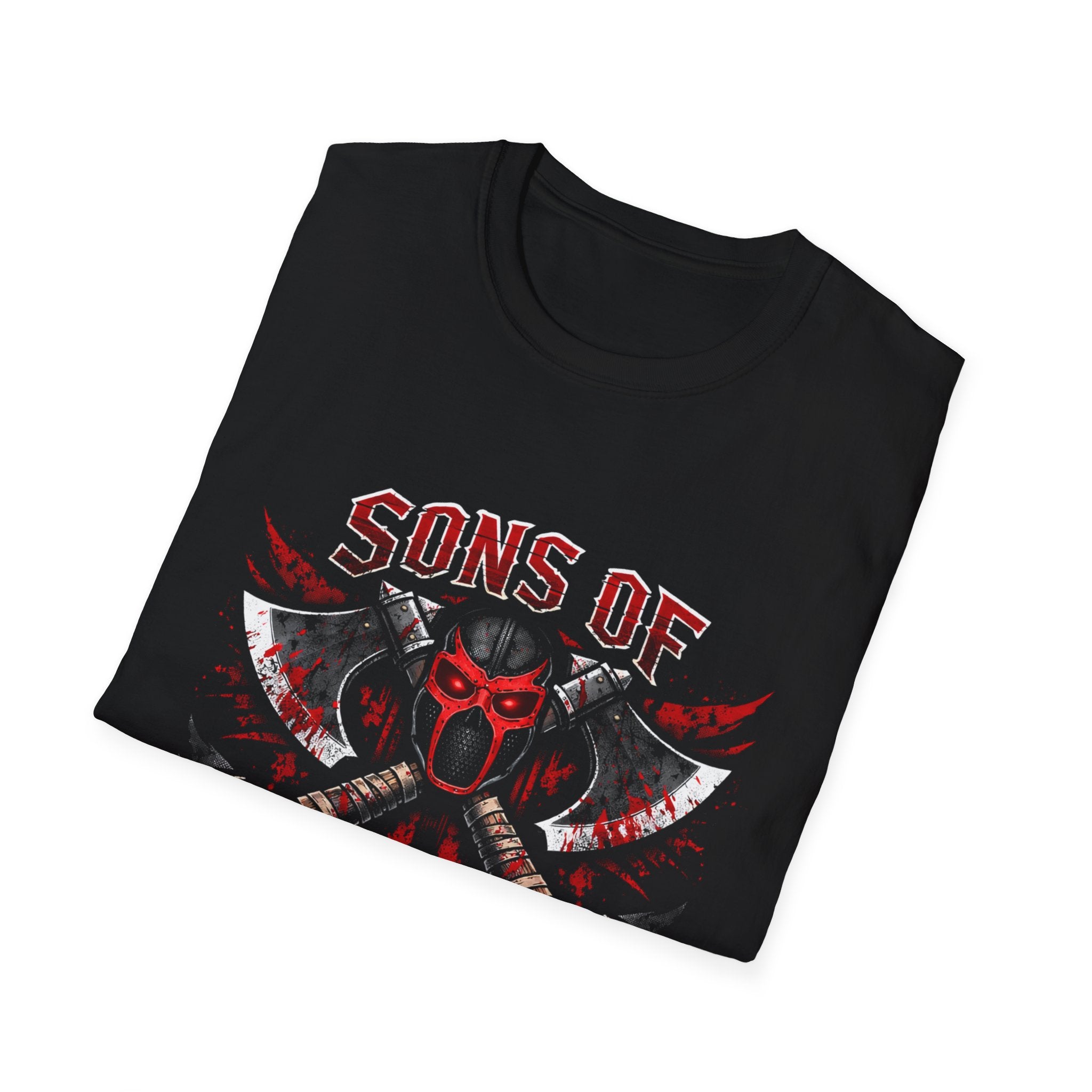 Sons of Brutality Graphic T-Shirt — Gothic Skull & Axes Heavy Metal Tee