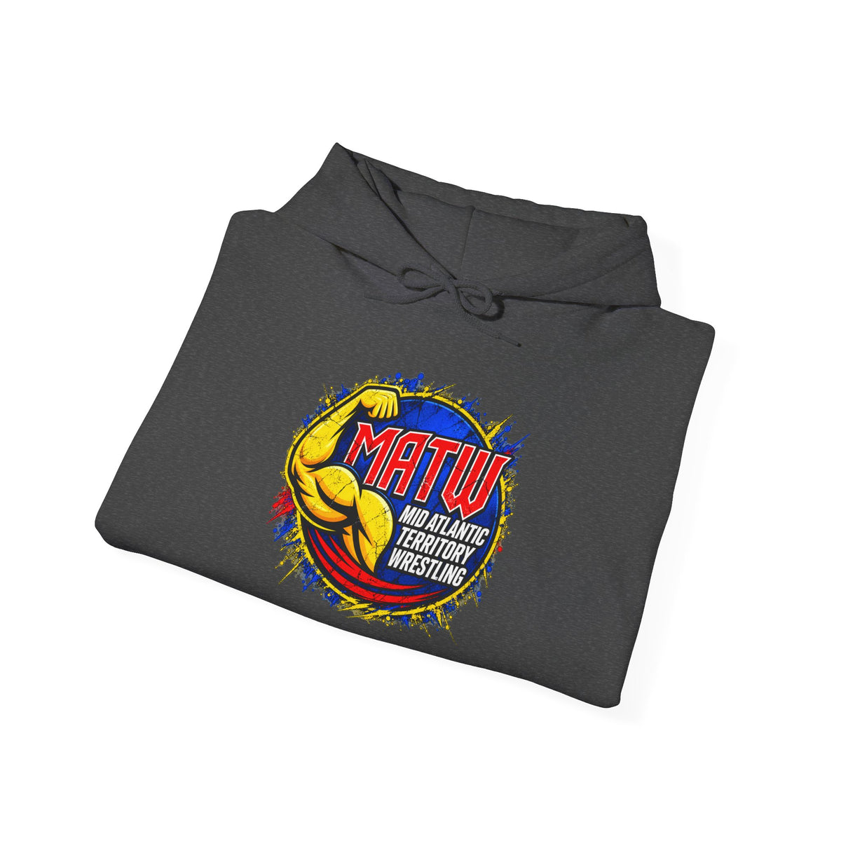 MATW Distressed Logo Hoodie — Vintage Muscle Fitness Graphic Sweatshirt
