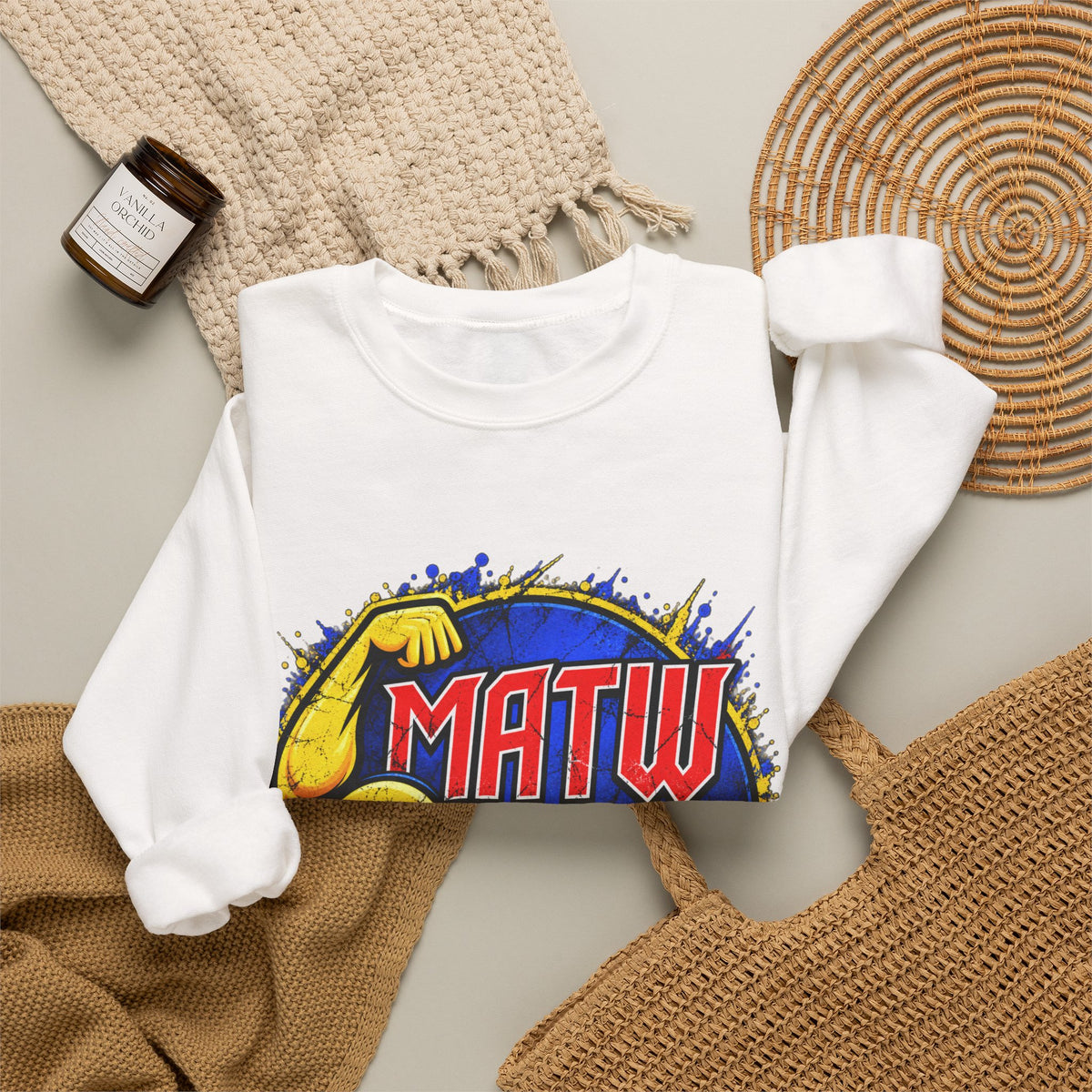 Wrestling Crewneck Sweatshirt – MATW (Mid Atlantic Territory Wrestling) Retro Muscle Logo