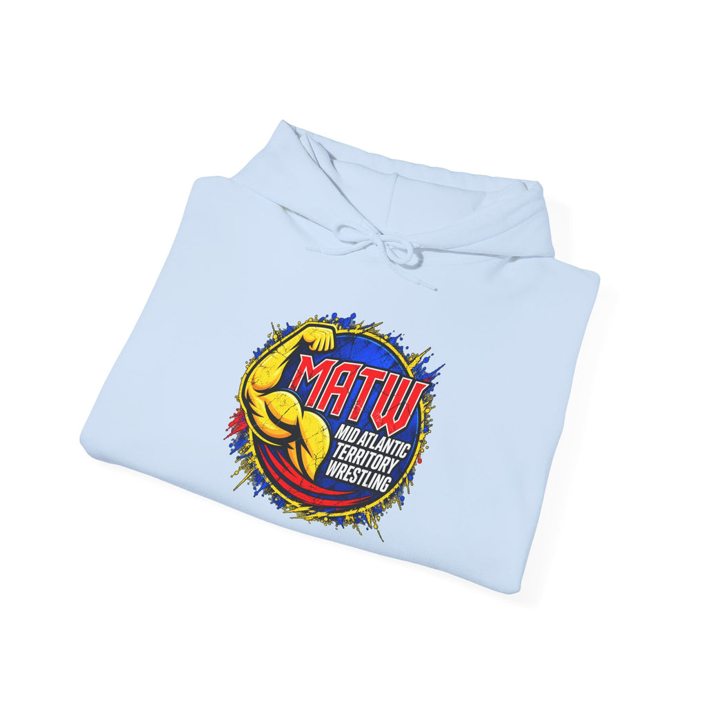 MATW Distressed Logo Hoodie — Vintage Muscle Fitness Graphic Sweatshirt