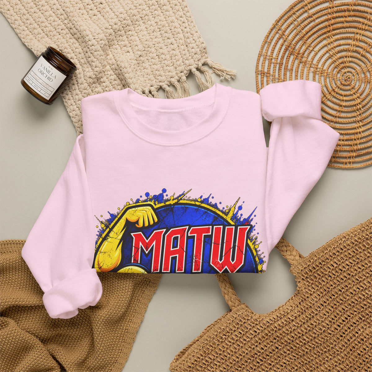 Wrestling Crewneck Sweatshirt – MATW (Mid Atlantic Territory Wrestling) Retro Muscle Logo