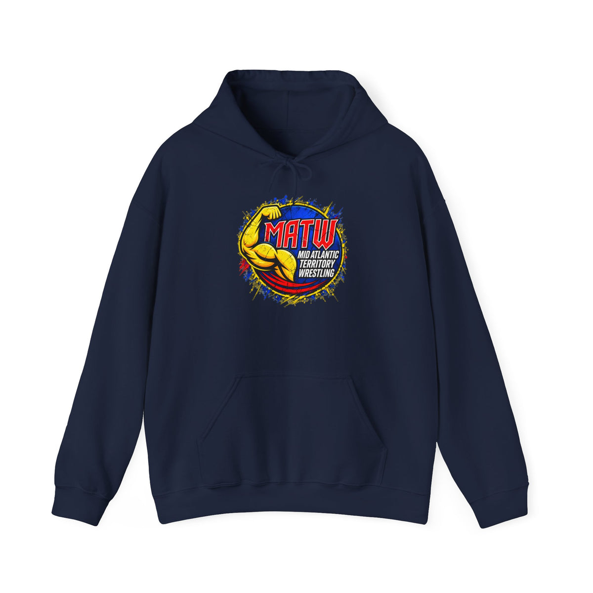 MATW Distressed Logo Hoodie — Vintage Muscle Fitness Graphic Sweatshirt