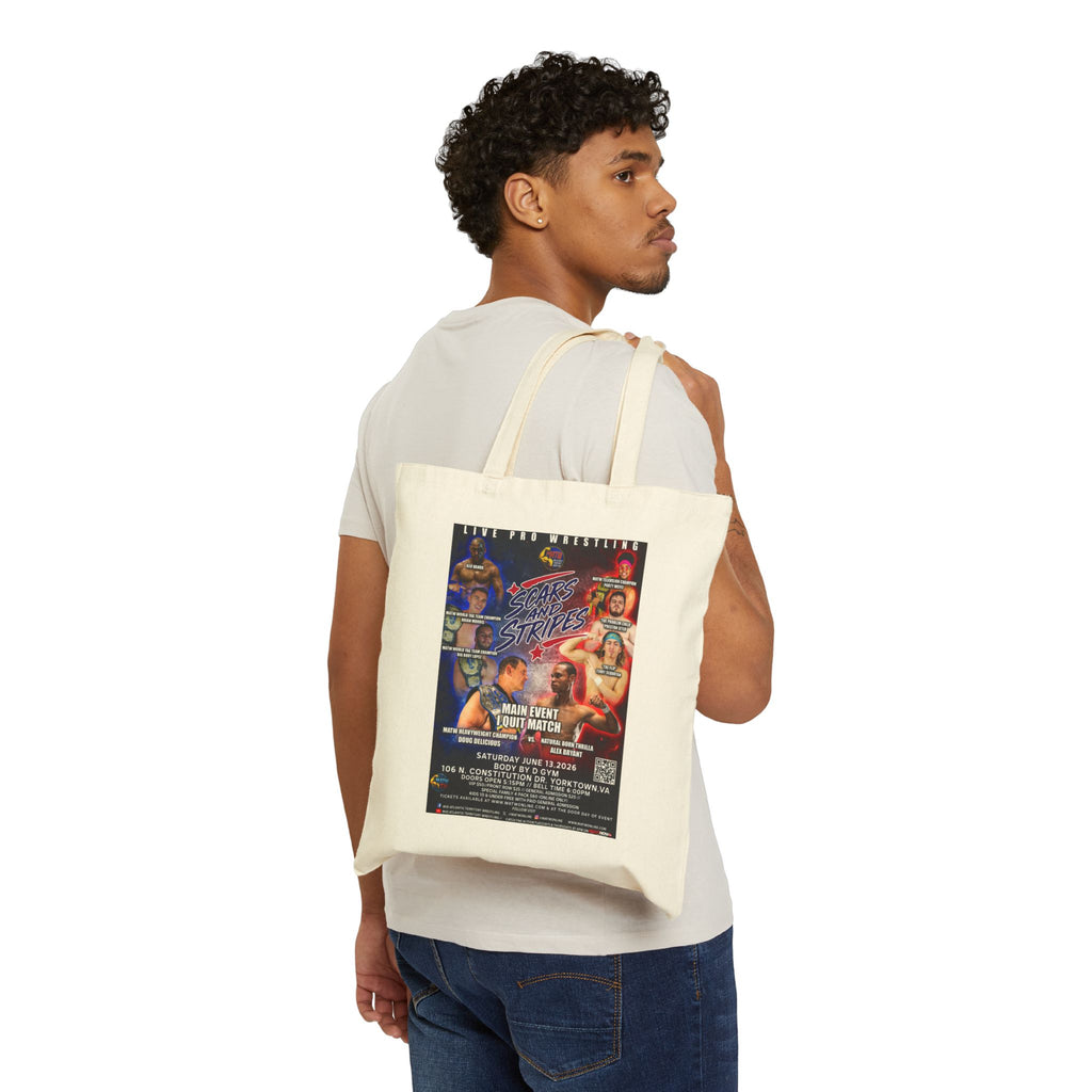 Vintage Boxing Event Poster Canvas Tote Bag — Retro Fight Night Gym Tote