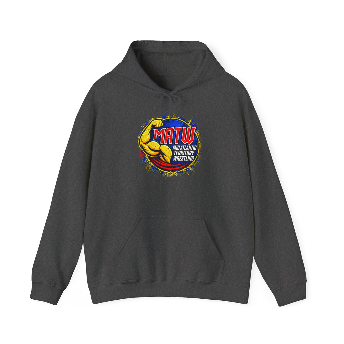 MATW Distressed Logo Hoodie — Vintage Muscle Fitness Graphic Sweatshirt