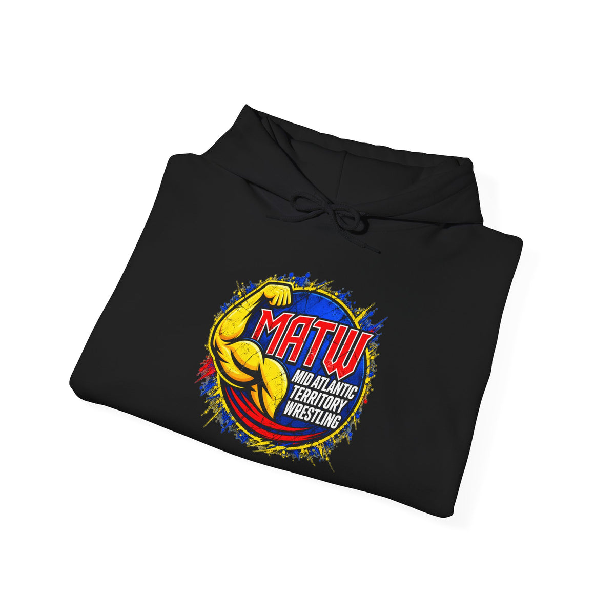 MATW Distressed Logo Hoodie — Vintage Muscle Fitness Graphic Sweatshirt