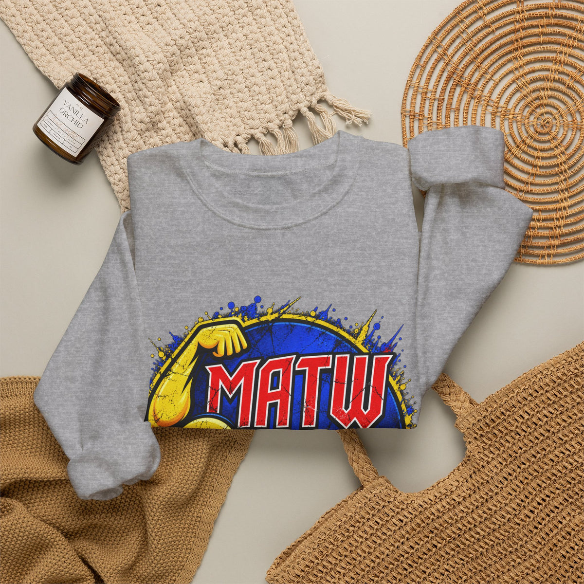 Wrestling Crewneck Sweatshirt – MATW (Mid Atlantic Territory Wrestling) Retro Muscle Logo